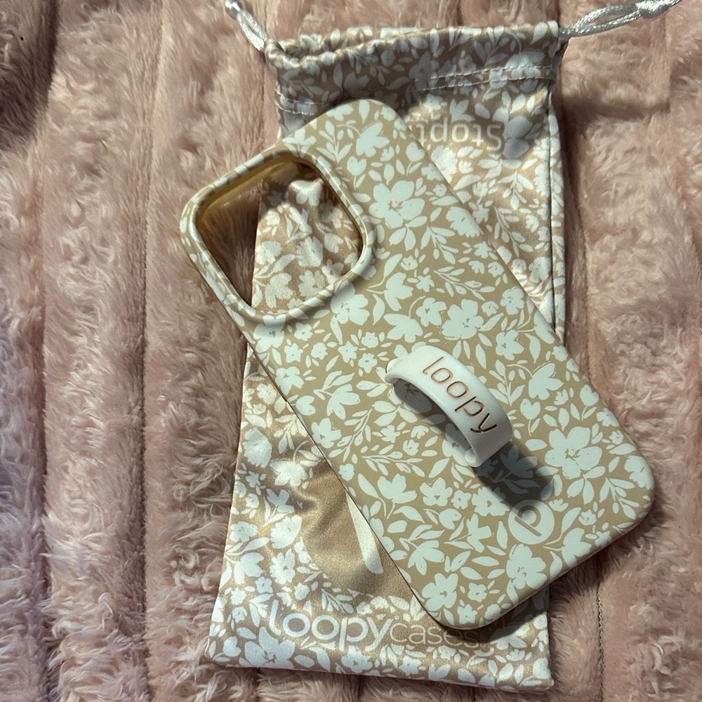 Loopy Case Floral Tan and White Phone Case for iPhone 14 Pro
